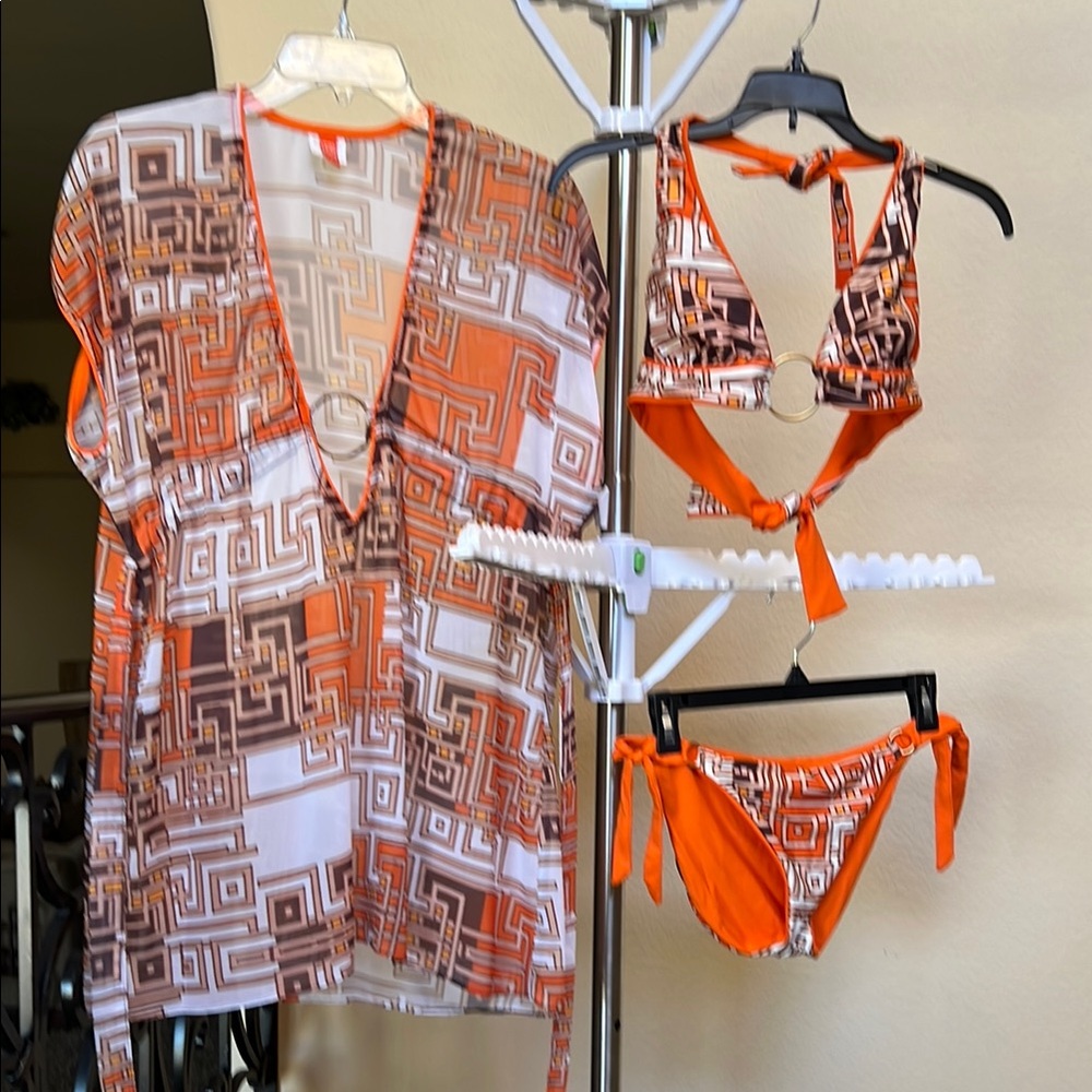 BECCA Orange and Brown Bikini Set